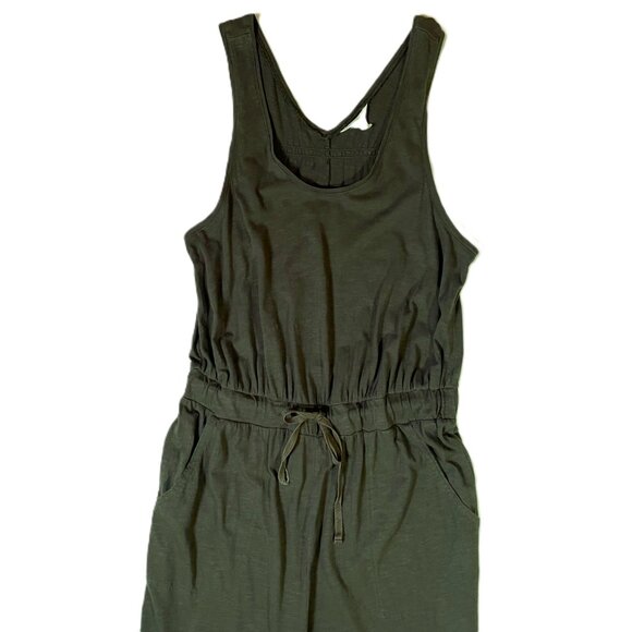 Caslon Sleeveless Slub Jumpsuit Size M Gray Green - Picture 6 of 16
